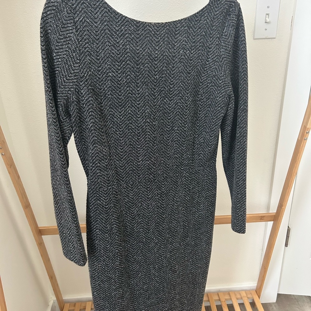 Banana Republic Black and Gray Long Sleeve Dress